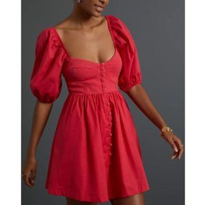 NWT-Anthro-Maeve Puff-Sleeved Sweetheart Mini Dress - L